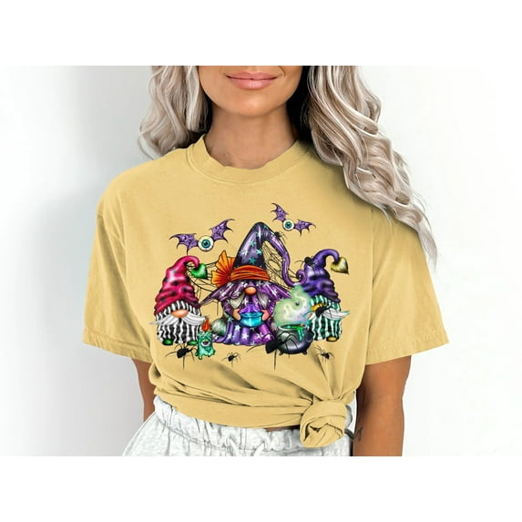 Women's Halloween Gnomes Spiders Bats T-Shirt