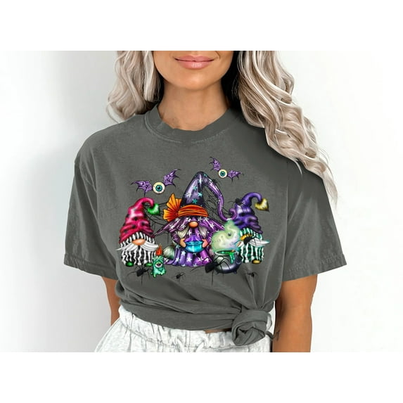 Women's Halloween Gnomes Spiders Bats T-Shirt