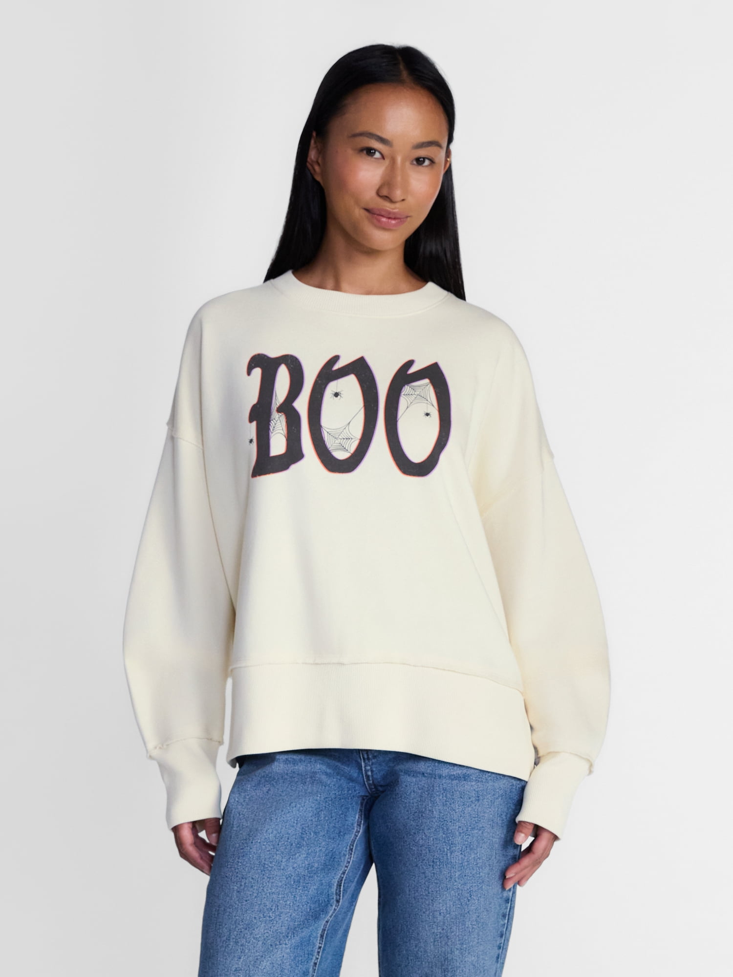Women's Halloween Gothic Boo Graphic Fleece from Way to Celebrate, Sizes S-4X