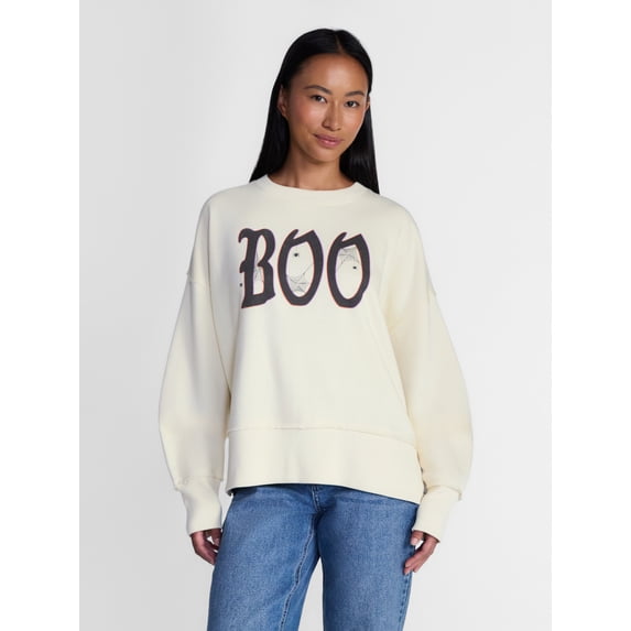 Women's Halloween Gothic Boo Graphic Fleece from Way to Celebrate, Sizes S-4X