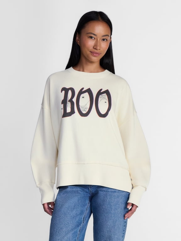 Women's Halloween Gothic Boo Graphic Fleece from Way to Celebrate, Sizes S-4X