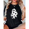 thumbnail image 1 of Women's Halloween Graphic Tee，Spooky Retro Groovy T-Shirt,Pumpkin & Maple Leaf Print ，Causal Short Sleeve Tops，Classic，cotton，black，S-5XL, 1 of 1