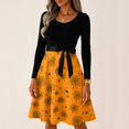 thumbnail image 1 of Women's Halloween Hepburn Dresses Spider Webeb Bat Crew Neck Funny Hepburn Dresses Pumpkin Skeleton Long Sleeve Spooky Hepburn Dress, 5XL, 1 of 6
