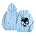 thumbnail image 1 of Women's Halloween Hooded Sweatshirts Skull Graphic Long Sleeve Drawstring Pullover Tops Skeleton Print Hoodie Shirts, 1 of 6