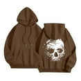 thumbnail image 1 of Women's Halloween Hooded Sweatshirts Skull Graphic Long Sleeve Drawstring Pullover Tops Skeleton Print Hoodie Shirts, 1 of 6