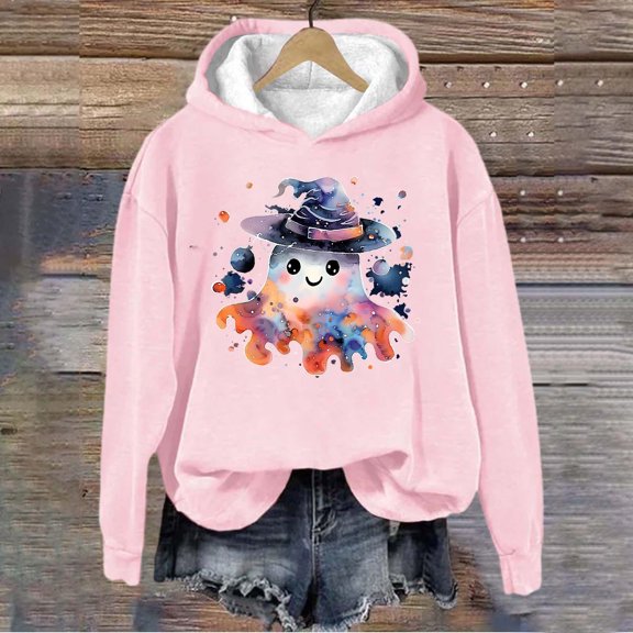 Women's Halloween Hoodies Plus Size Winter Casual Lapel Loose Solid Long Sleeved Hoodies