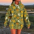 thumbnail image 1 of Women's Halloween Hoodies Pumpkin Ghost Print Oversized Pullover Long Sleeve Drawstring Sweatshirt Spooky Tops with Pocket, 1 of 5