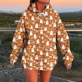 thumbnail image 1 of Women's Halloween Hoodies Pumpkin Ghost Print Oversized Pullover Long Sleeve Drawstring Sweatshirt Spooky Tops with Pocket, 1 of 5
