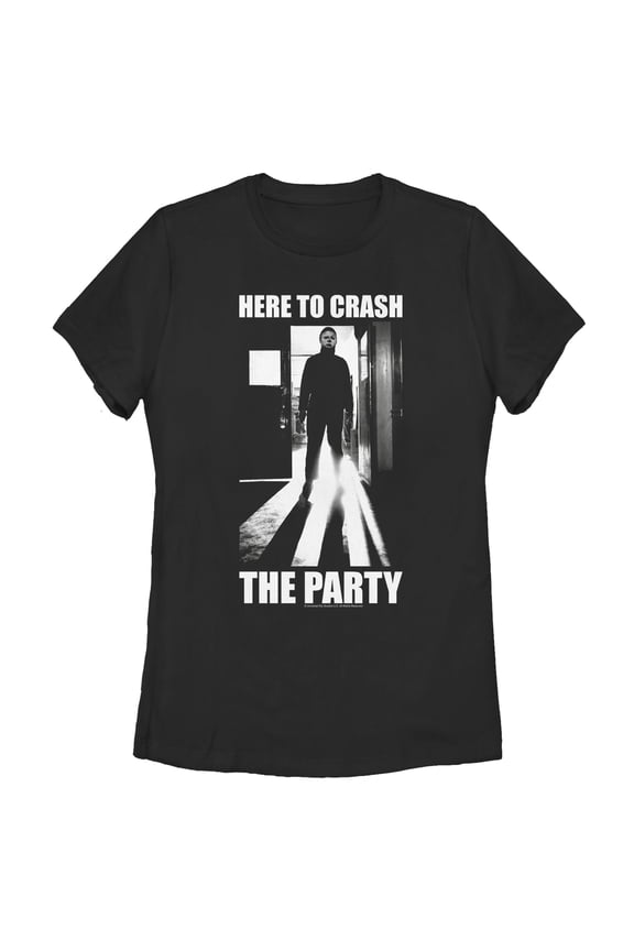 Women's Halloween II Michael Myers Crash the Party  Graphic Tee Black Medium
