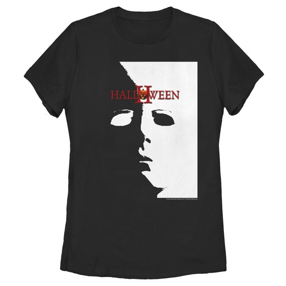Women's Halloween II Michael Myers Mask Poster  Graphic Tee Black Small