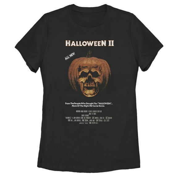 Women's Halloween II Skeleton Movie Poster Graphic Tee Black Small