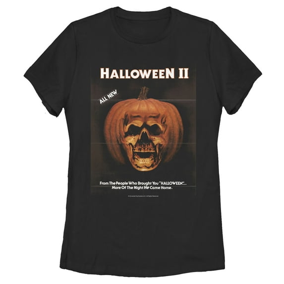 Women's Halloween II Skeleton Movie Vintage Poster  Graphic Tee Black Medium