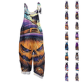 thumbnail image 1 of Women's Halloween Jumpsuits 2026 Spaghetti Strap Linen Rompers Wide Leg Print Overalls with Pockets, 1 of 5