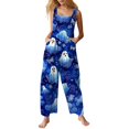 thumbnail image 1 of Women's Halloween Jumpsuits Skeleton Spiderweb Wide Leg Backless Spooky Rompers Pumpkin Candy Sleeveless Horror Overalls, 2XL, 1 of 5
