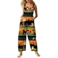 thumbnail image 1 of Women's Halloween Jumpsuits Skull Castle Sleeveless Backless Funny Overalls Spiderweb Witch Hat Halter Horror Rompers, XL, 1 of 5