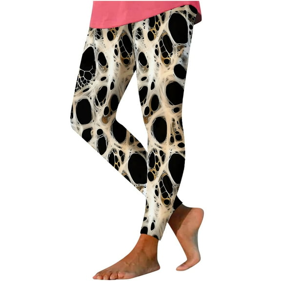 Women's Halloween Leggings Print Stretch Skinny High Waist Slim Leg Pants Buttery Soft Casual Workout Yoga Tights, Multicolor, S