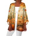 Women's Halloween Long Sleeve Cardigan Knit Sweater Pumpkin Cat Pattern
