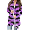 Women's Halloween Long Sleeve Cardigan Knit Sweater Pumpkin Cat Pattern