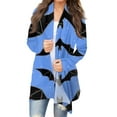 Women's Halloween Long Sleeve Cardigan Knit Sweater Pumpkin Cat Pattern