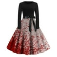 Women's Halloween Long Sleeve Dress with Blood Splatter Print, Vintage