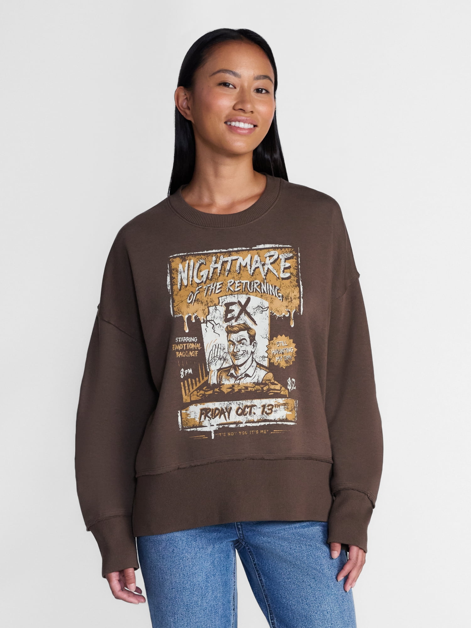 Women's Halloween Nightmare Ex Graphic Fleece from Way to Celebrate, Sizes S-4X