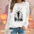 thumbnail image 1 of Women's Halloween Oversized Sweatshirt Ghost Graphic Printed Long Sleeve Tops Crew Neck Loose Fit Tops Fall Y2K Pullover Shirt, 1 of 6