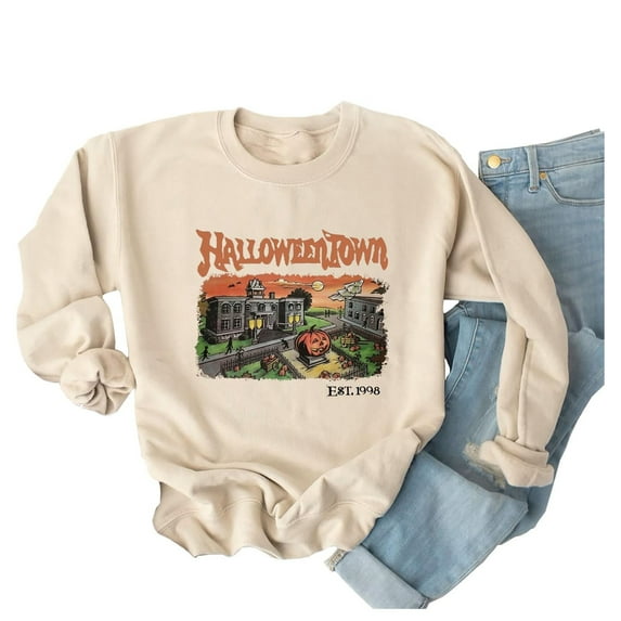 Women's Halloween Oversized Sweatshirts Crew Neck Long Sleeve Tops Graphic Printed Casual Loose Pullover Fall Clothes