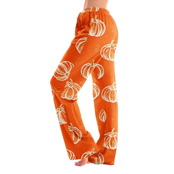 Women's Halloween Pajama Pants for Couple Matching with Loose Fit Elastic Waist, Soft Comfortable Polyester Sleep Bottoms for Holiday Family Night