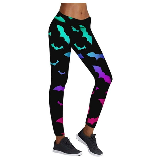Women's Halloween Print Leggings Full Length Base Layer Casual Pants Fall Fashion Fitness Workout Comfort Stretch