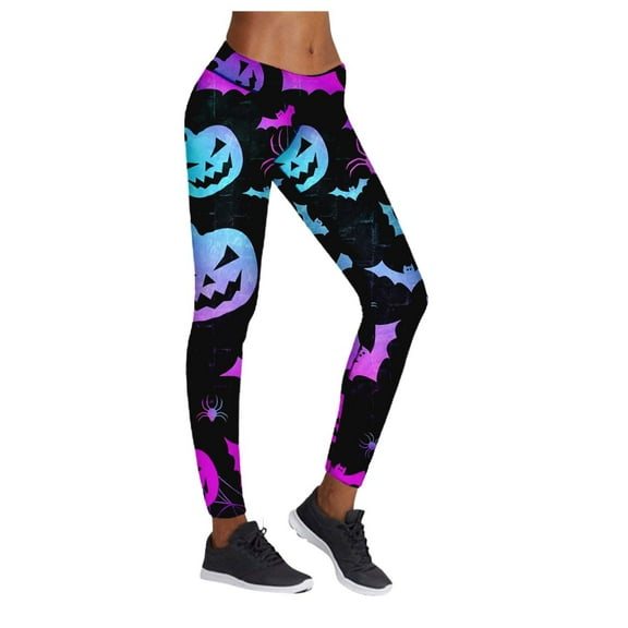 Women's Halloween Print Leggings Full Length Base Layer Casual Pants Fall Fashion Fitness Workout Comfort Stretch