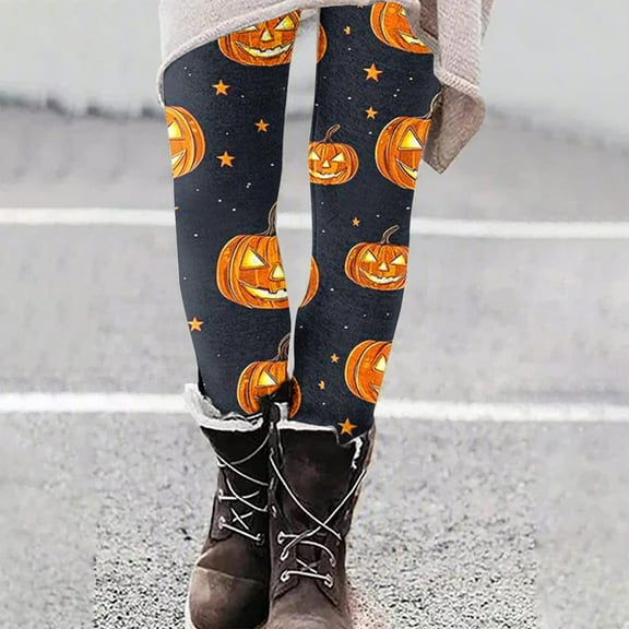 Women's Halloween Print Leggings High Waisted Elastic Yoga Pants Tummy Control Lounge Pants for Workout Athletic Yoga