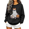 thumbnail image 1 of Women's Halloween Print Sweatshirt, Crewneck Long Sleeve Pullover, Cute Holiday Graphic Top for Fall Everyday Wear, 1 of 5