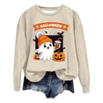 thumbnail image 1 of Women's Halloween Printed Crewneck Sweatshirt Fall Fashion Long Sleeve Casual Pullover Soft Comfortable Tops for Women, 1 of 2