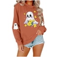 thumbnail image 1 of Women's Halloween Printed Round Neck Long Sleeved Top Loose Fitting Sweater, 1 of 6