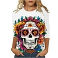 thumbnail image 1 of Women's Halloween Prints Shirt Crew Neck Long Sleeve Shirt Tops Basic Loose Fit Tunic Pullover Tee, 1 of 4