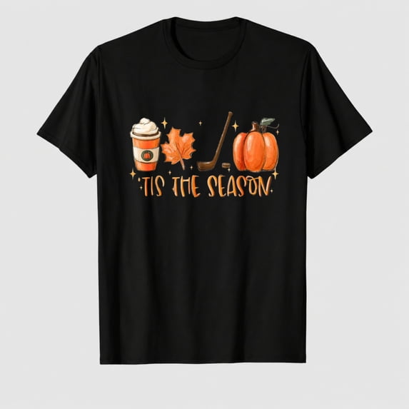 Women's Halloween Pumpkin Coffee Graphic T-Shirt, Fall Season Short Sleeve Shirt