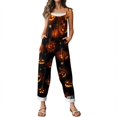 thumbnail image 1 of Women’s Halloween Pumpkin Print Jumpsuits, Loose‑Fit Lightweight Casual Overalls Rompers, 1 of 4