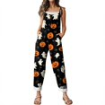 thumbnail image 1 of Women’s Halloween Pumpkin Print Jumpsuits, Loose‑Fit Lightweight Casual Overalls Rompers, 1 of 4