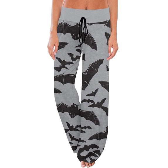 Women's Halloween Pumpkin Print Lounge Pants, Comfortable Drawstring Waist Pajama Bottoms, Fall Sleepwear