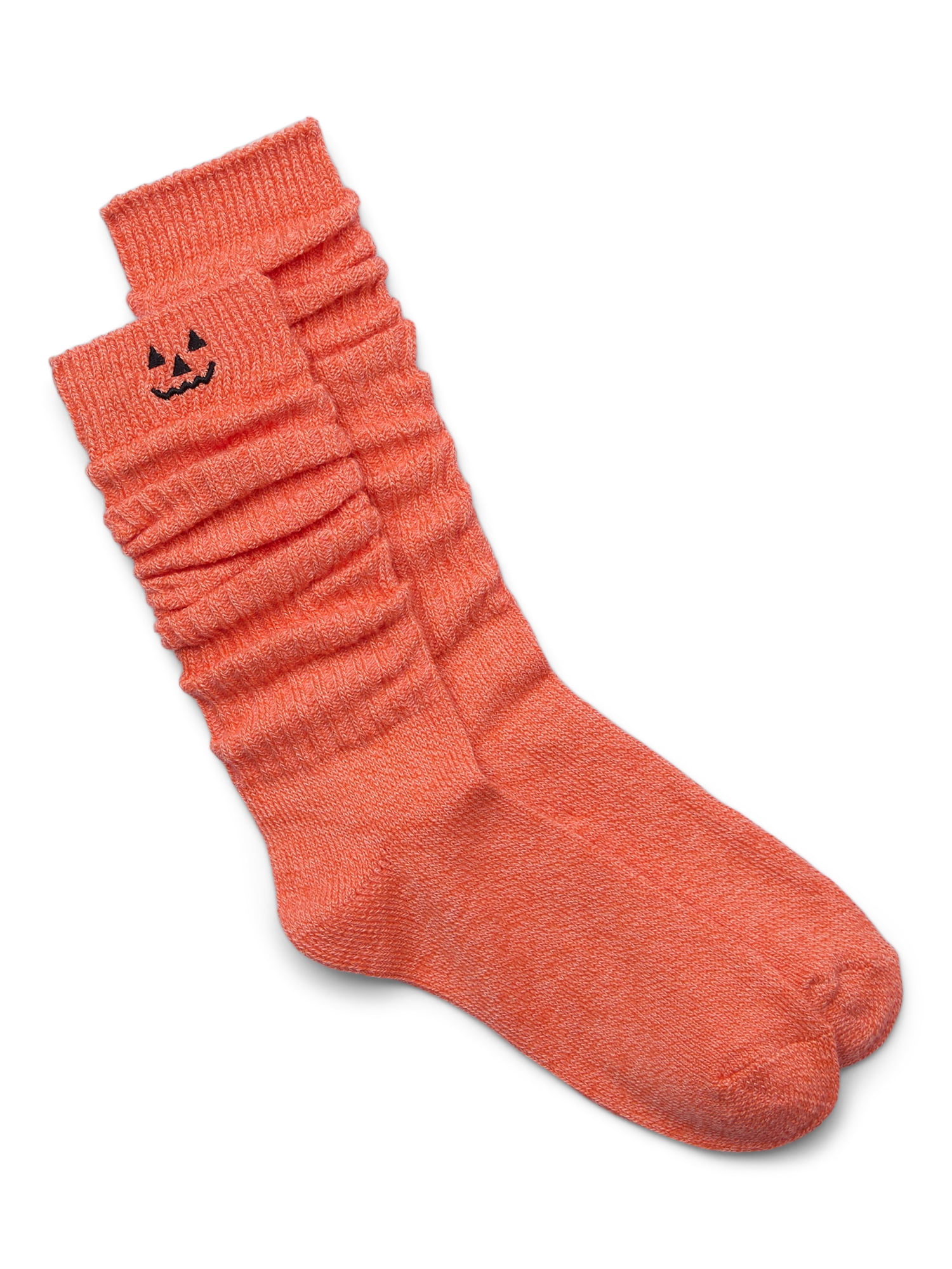 Women’s Halloween Pumpkin Slouch Socks from Way to Celebrate, Size 4-10