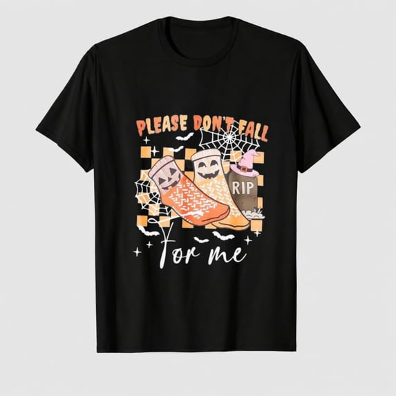 Women's Halloween Pumpkin Sock Graphic T-Shirt, Web Bat Short Sleeve Shirt