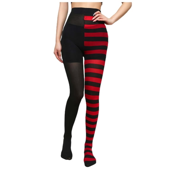 Women's Halloween Shaping Sheer Tights With Contrasting Striped Pattern