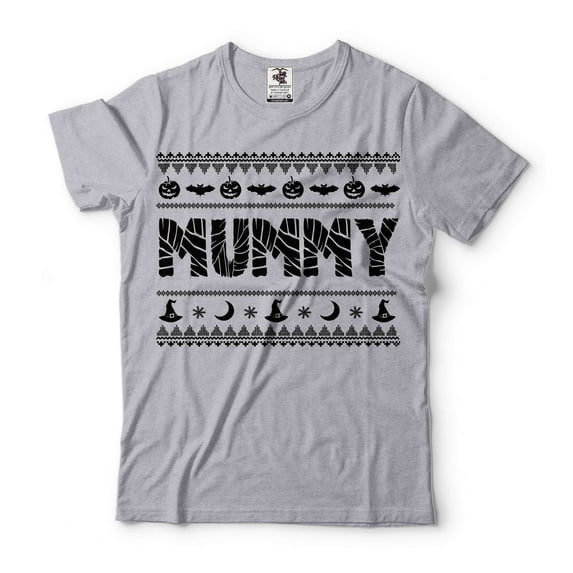 Women's Halloween Shirt Mummy Halloween Costume Mom Halloween Gifts Mother Mom Pumpkin Witch Shirts (Large Grey)