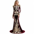 thumbnail image 1 of Women's Halloween Skeleton Costume, Gothic Witch Dress with Long Sleeves and Round Neck, Medieval Renaissance Cosplay Dress for Halloween Party, Costume Events & Themed Parties, 1 of 7
