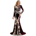 thumbnail image 1 of Women's Halloween Skeleton Costume, Gothic Witch Dress with Long Sleeves and Round Neck, Medieval Renaissance Cosplay Dress for Halloween Party, Costume Events & Themed Parties, 1 of 7