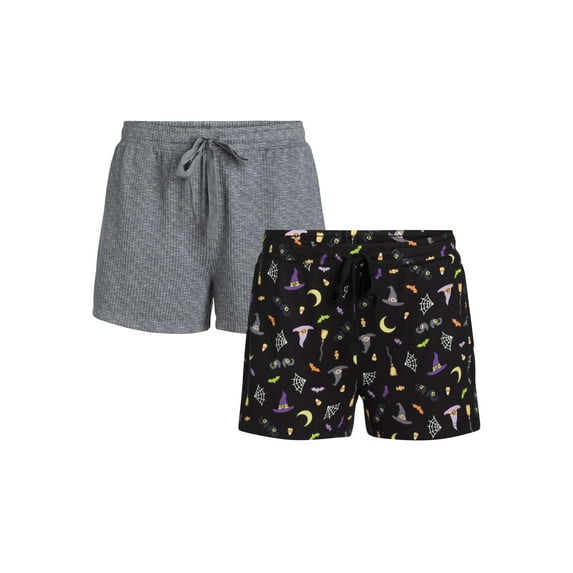 Women’s Halloween Sleep Shorts from Way to Celebrate, 2-Pack, Sizes XS-3X