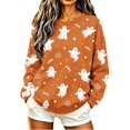 thumbnail image 1 of Women's Halloween Spooky Festival Sweatshirt Ghost Pumpkin Candy Pattern October Crewneck Long Sleeve Pullover Shirt Halloween Style, 1 of 5