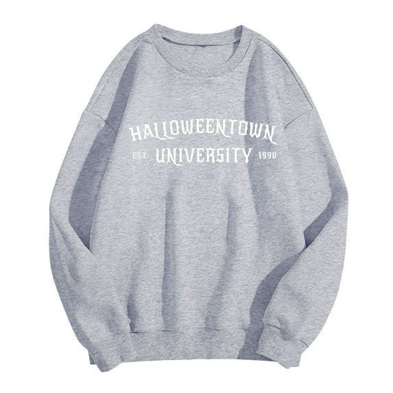 Women's Halloween Stand Alone Letter Print Hoodie Long Sleeve Pullover Casual Crewneck Sweatshirt Fall Fashion Top