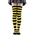 thumbnail image 1 of Women's Halloween Striped Socks Over The Knee Stockings/Hot Sale Striped Stockings Women Sexy Thigh High Nylon Long Socks Thick Over Knee Socks,Yellow, 1 of 7