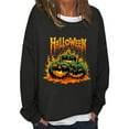 Women's Halloween Sweatshirt Pumpkin Bats Graphic Oversized Pullover